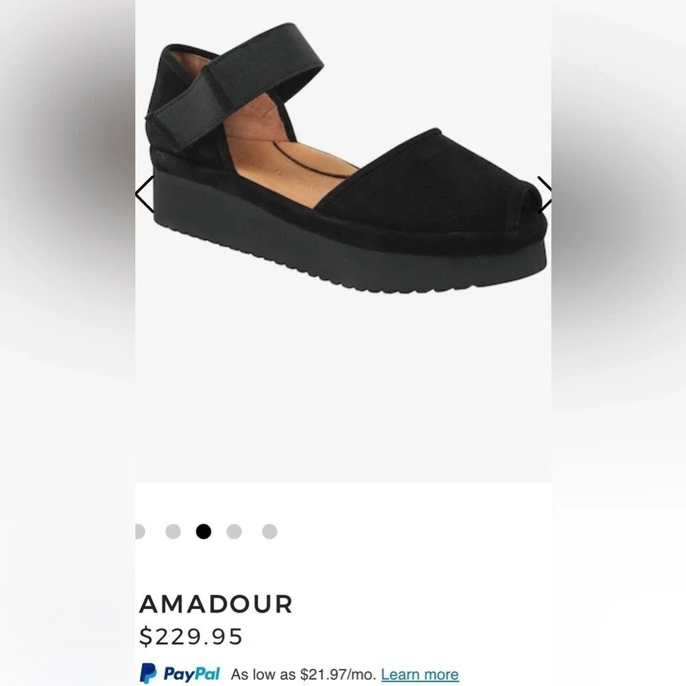 L'Amour Des Pieds Amadour Peep Toe Wedge shoe black suede sandal leather 7 comfy